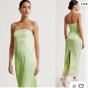 Abercrombie & Fitch Lime Green Satin Slip Dress
